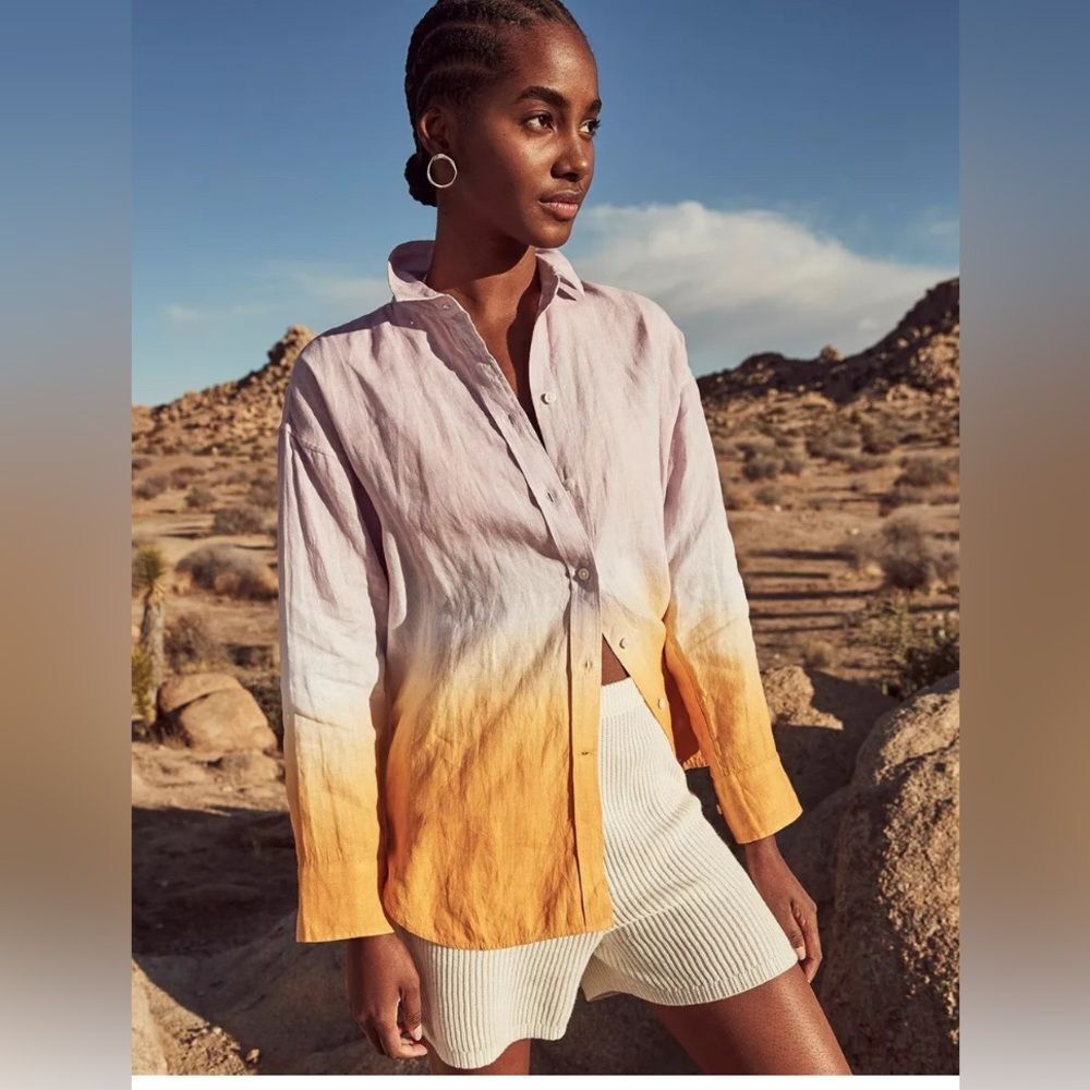 J crew x Baird mcnutt women’s 100% linen button down ombre top sustainable